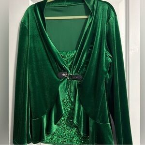 Elegant Green Velvet Long Sleeve Top